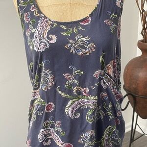 O’Neill Floral Lagenlook Cropped Purple Beaded Pocket Tanktop